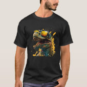 Cool fun dinosaur raptor with sunglasses 4 tシャツ (正面)