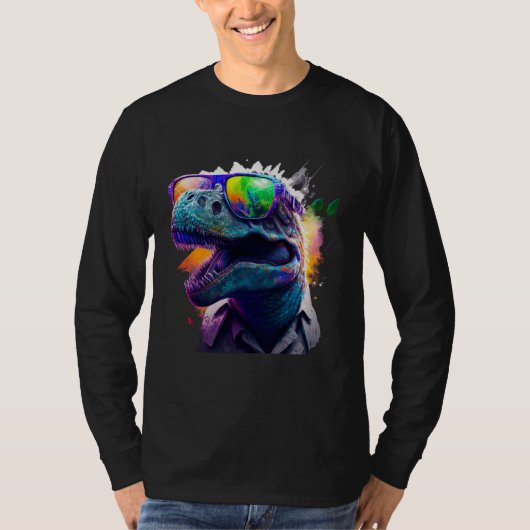 Cool fun dinosaur Rex with sunglasses Tシャツ (正面)