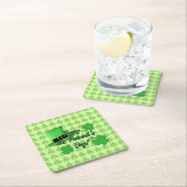 Cool fun Green top hat Shamrocks Patricks Day スクエアペーパーコースター (インサイチュ)
