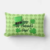 Cool fun Green top hat Shamrocks Patricks Day ランバークッション (正面)