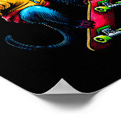 Cool Funky Capuchin Monkey Skateboarding Illustrat ポスター (角)