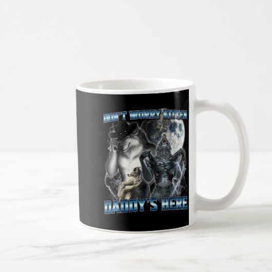 Cool Funny Alpha Wolf Meme Don't Worry Kitten Dadd コーヒーマグカップ (右)
