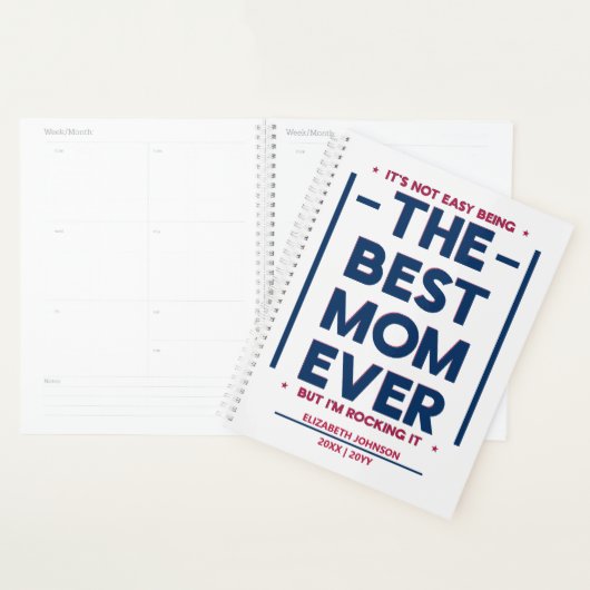 Cool Funny Modern American Best Mom Name プランナー手帳 (ディスプレー)