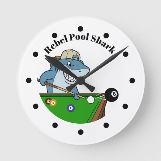 Cool Funny Rebel Pool Shark Wall Clocks ラウンド壁時計 (正面)