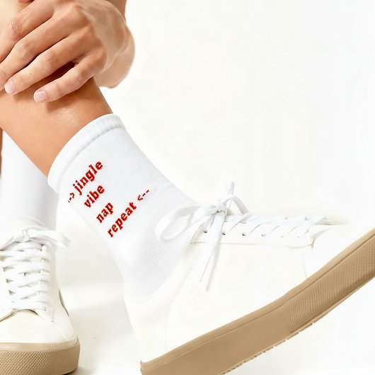 Cool Funny White Red Christmas Socks ソックス