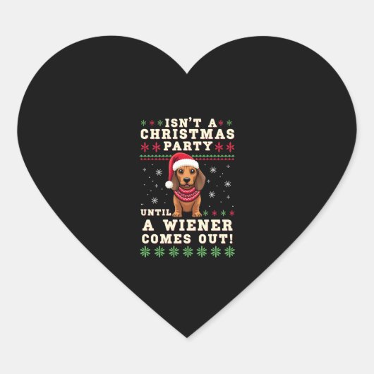 Cool Funny Wiener Dog Christmas Dachshund Holiday  ハートシール (正面)