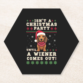 Cool Funny Wiener Dog Christmas Dachshund Holiday  ペーパーコースター