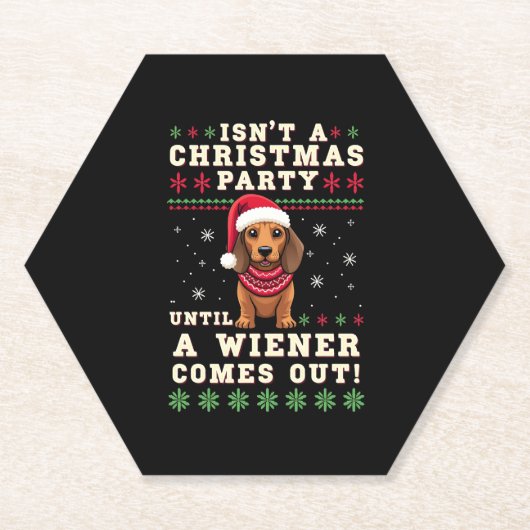 Cool Funny Wiener Dog Christmas Dachshund Holiday  ペーパーコースター (正面)