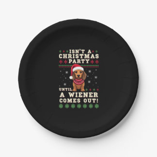 Cool Funny Wiener Dog Christmas Dachshund Holiday  ペーパープレート