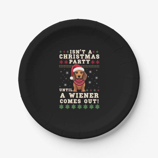 Cool Funny Wiener Dog Christmas Dachshund Holiday  ペーパープレート (正面)