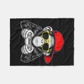 Cool Gamer Monkey With Controller Funny Gaming Vid フリースブランケット (正面(横))