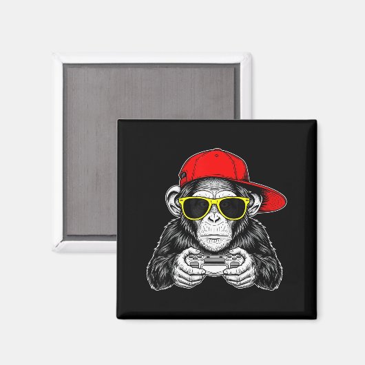 Cool Gamer Monkey With Controller Funny Gaming Vid マグネット (正面/裏面)