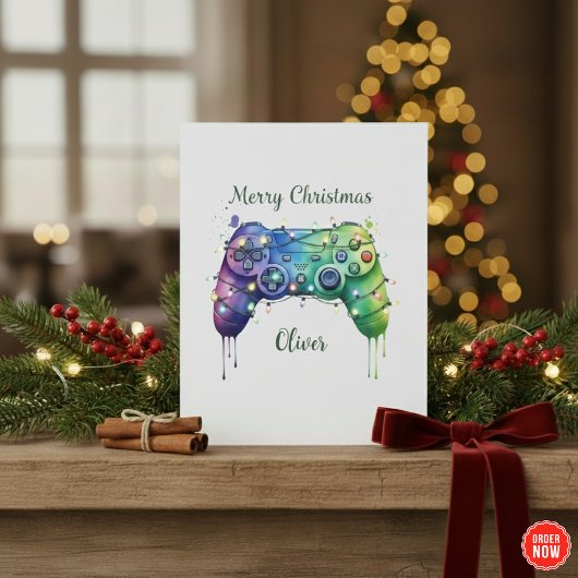 Cool Gaming Christmas Card Personalised Holiday シーズンカード