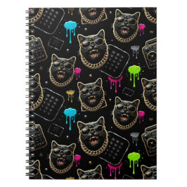 Cool Gangster Cat Neon Graffiti Streetwear Aesthet ノートブック