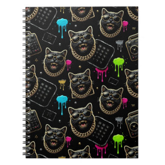 Cool Gangster Cat Neon Graffiti Streetwear Aesthet ノートブック