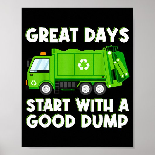 Cool Garbage Truck Good Dump Truck Men Kids Boys T ポスター (正面)