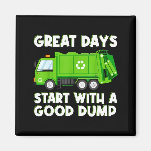 Cool Garbage Truck Good Dump Truck Men Kids Boys T マグネット (正面)