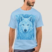 Cool Geometric Blue Wolf Low Poly Graphic All Over Tシャツ (正面)