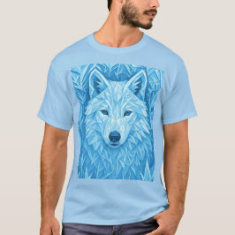 Cool Geometric Blue Wolf Low Poly Graphic All Over Tシャツ