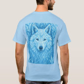 Cool Geometric Blue Wolf Low Poly Graphic All Over Tシャツ (裏面)