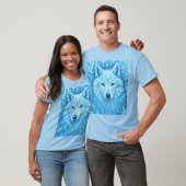 Cool Geometric Blue Wolf Low Poly Graphic All Over Tシャツ (ユニセックス)