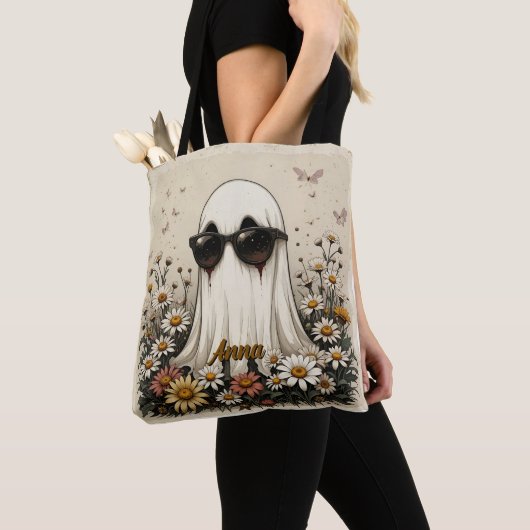 Cool Ghost Halloween Tote トートバッグ (クローズアップ)
