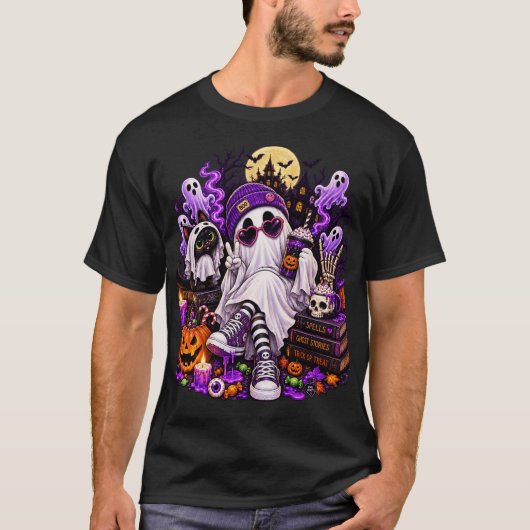 Cool Ghost Halloween Vibes Tシャツ (正面)