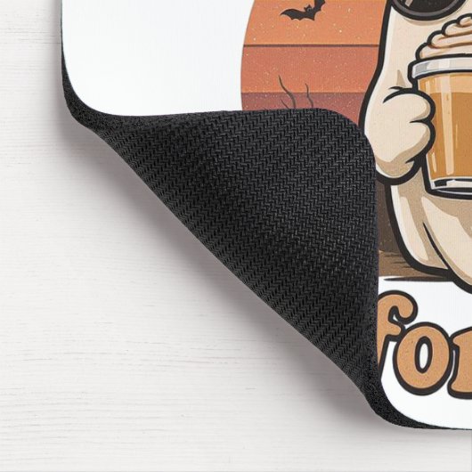 Cool Ghost with Coffee Halloween Mousepad マウスパッド (コーナー)
