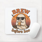 Cool Ghost with Coffee Halloween Mousepad マウスパッド (マウス)