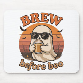 Cool Ghost with Coffee Halloween Mousepad マウスパッド