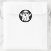 Cool Ghost with Sunglasses ラウンドシール (バッグ)