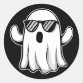 Cool Ghost with Sunglasses ラウンドシール (正面)