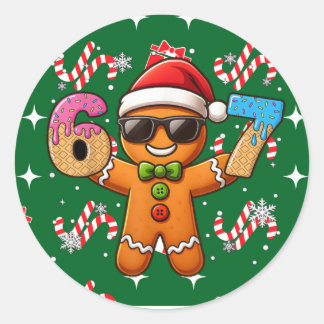 Cool Gingerbread 67 — Holiday Ice‑Cream Numbers ラウンドシール