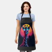 Cool Giraffe In Sunglasses Under Sunset Long Sleev エプロン (着用した状態)