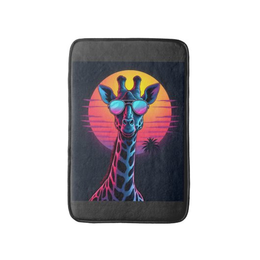 Cool Giraffe In Sunglasses Under Sunset Long Sleev バスマット (正面縦)