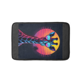 Cool Giraffe In Sunglasses Under Sunset Long Sleev バスマット