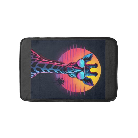 Cool Giraffe In Sunglasses Under Sunset Long Sleev バスマット (正面)