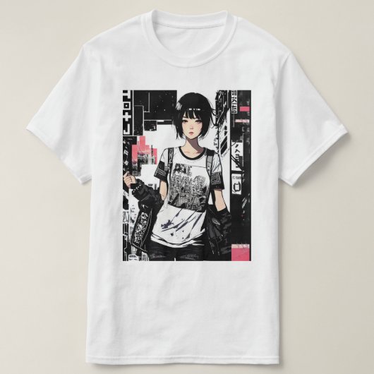 Cool Girl Japanese Aesthetic Vaporwave Style Tシャツ (デザイン正面)