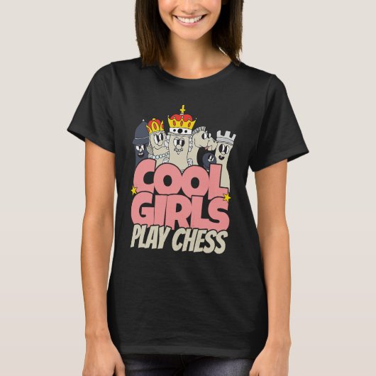 Cool girls play chess chess saying chess player tシャツ (正面)