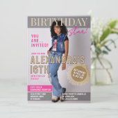 Cool Glam 16th Birthday Magazine Cover News Photo 招待状 (スタンド正面)