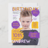 Cool Glossy Purple Yellow Magazine Cover Photo  招待状 (正面)