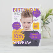 Cool Glossy Purple Yellow Magazine Cover Photo  招待状 (スタンド正面)