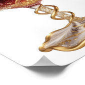 Cool Gold 赤ワイングラス 3D テキストアート ポスター (角)