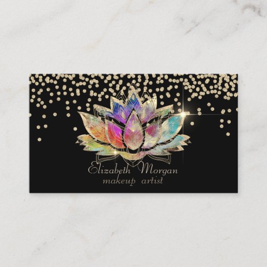 Cool Gold Diamonds Colorful Lotus Black  名刺 (正面)