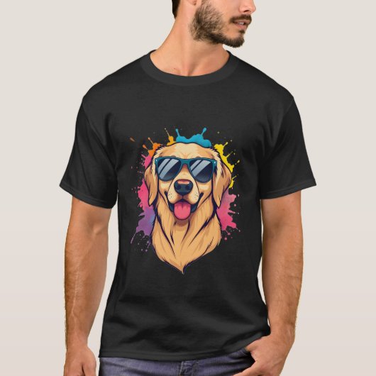 Cool Golden Labrador Retriever Wearing Sunglasses Tシャツ (正面)