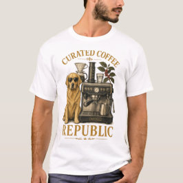 Cool Golden Retriever Dog Barista Coffee Lover Vin Tシャツ