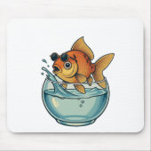 Cool Goldfish Splashing in Sunglasses マウスパッド (正面)
