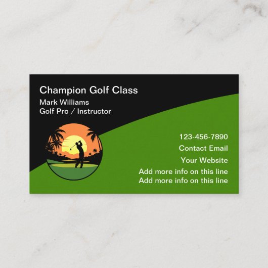 Cool Golf Instructor Class Business Cards 名刺 (正面)