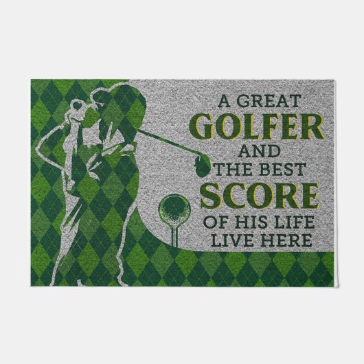 Cool Golfer And His Best Score ドアマット (正面)