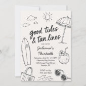 Cool Good Tides & Tan Lines ビーチのお祝い 招待状 (正面)